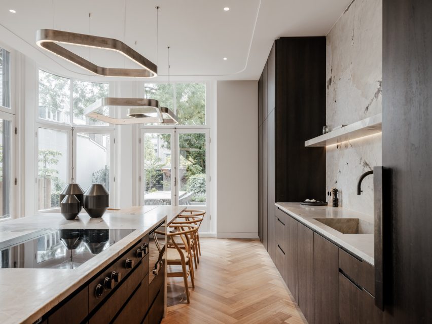 Antolini stone surfaces featuring in a renovated canal house