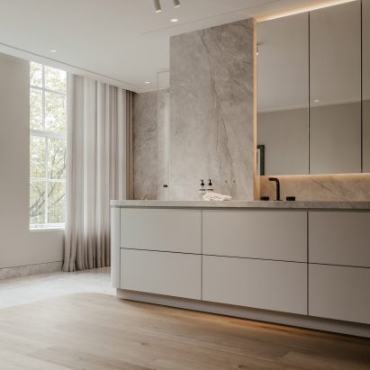 Antolini stone surfaces featuring in a renovated canal house