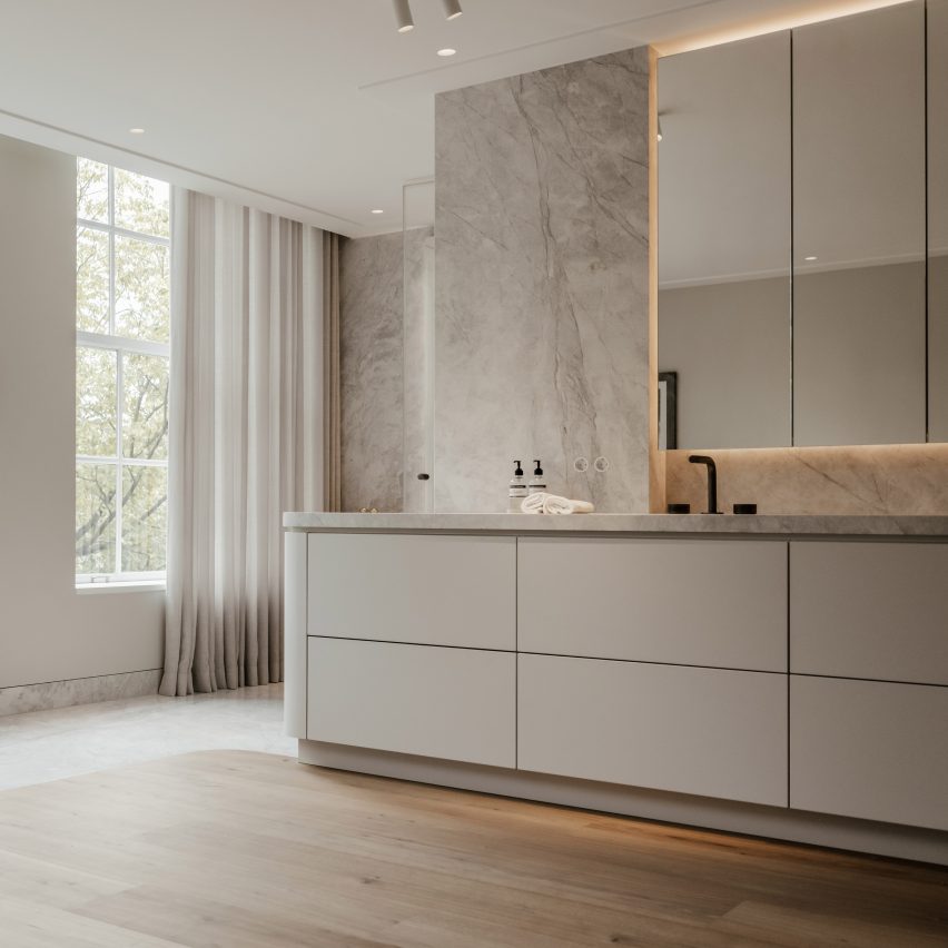 Antolini stone surfaces featuring in a renovated canal house