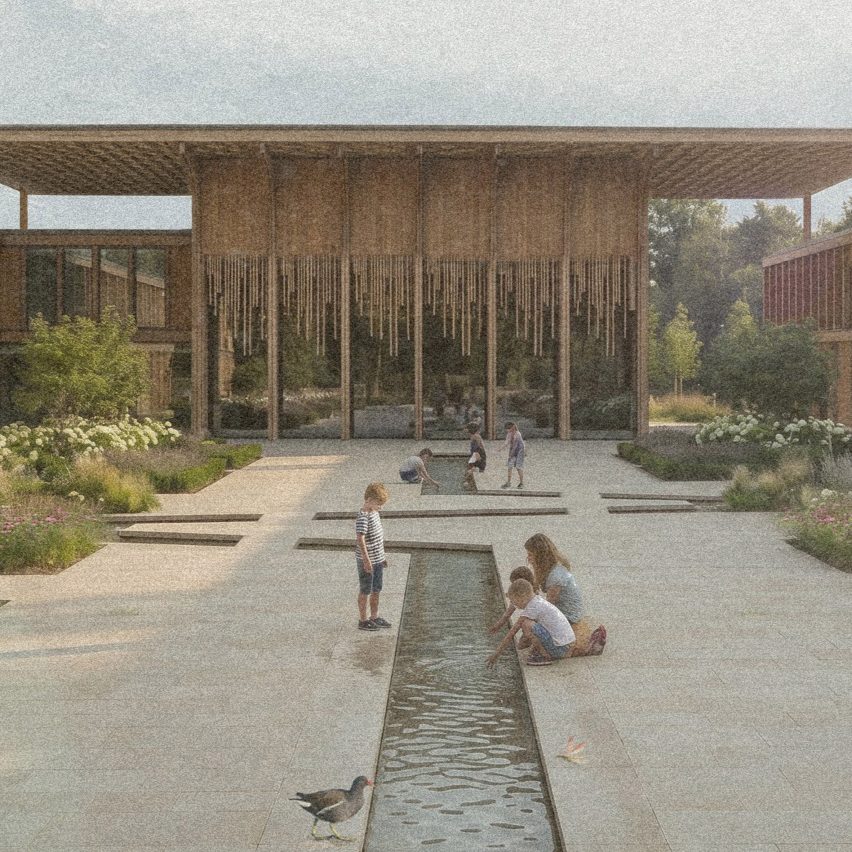 Render of children playing in a garden