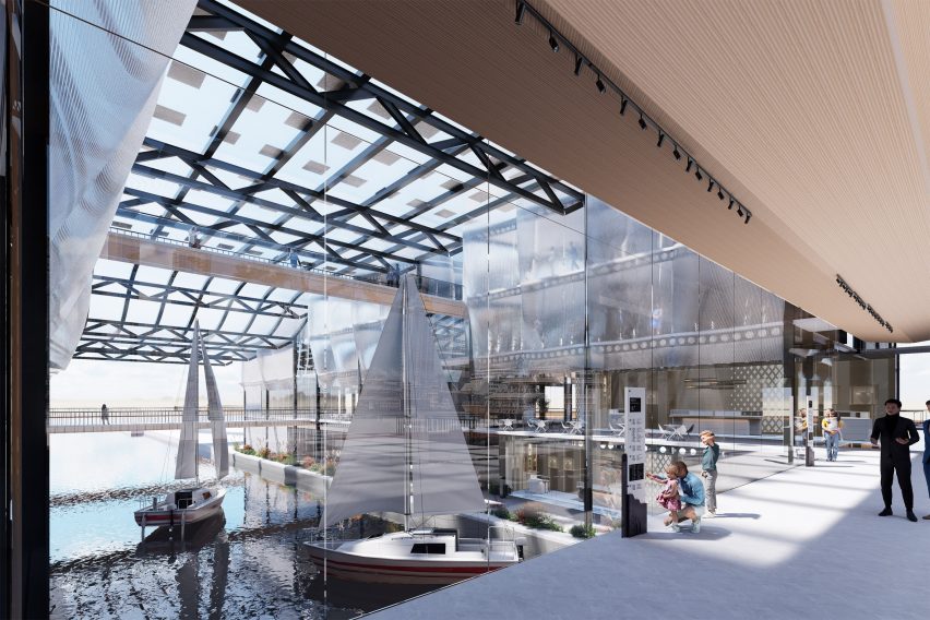 Render of a competitive sailing centre