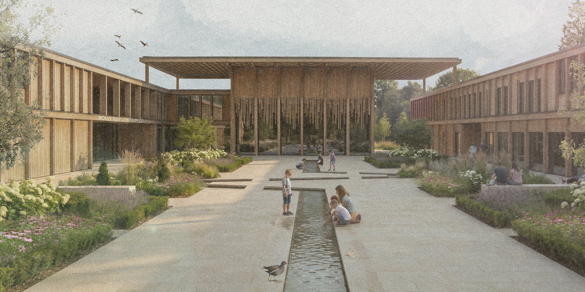 Render of children playing in a garden