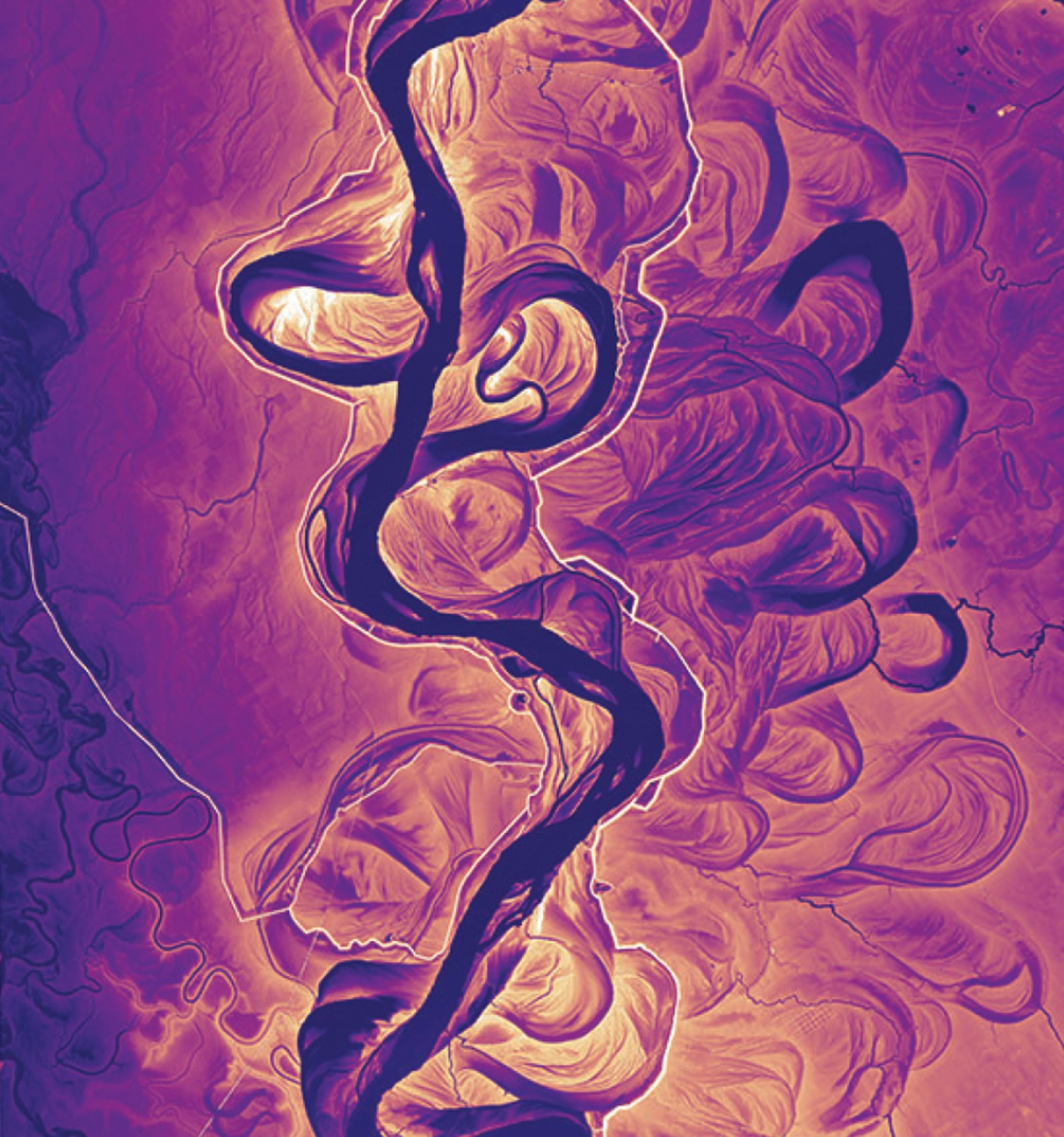 Computer generated image of a purple swirl pattern.