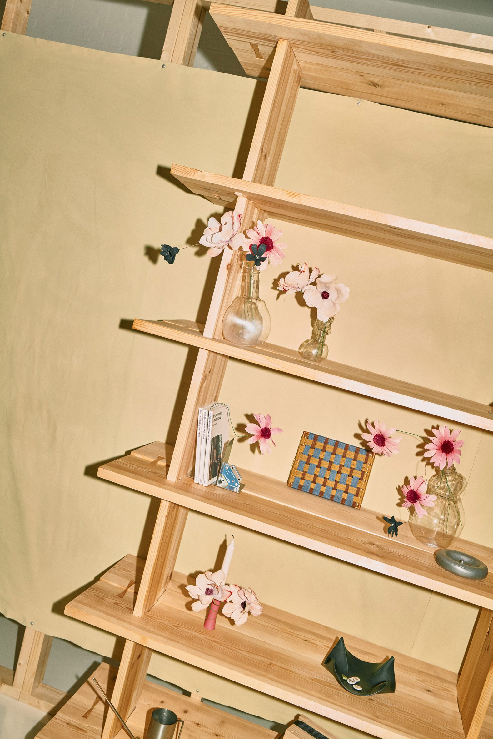 Wooden shelf with trinkets