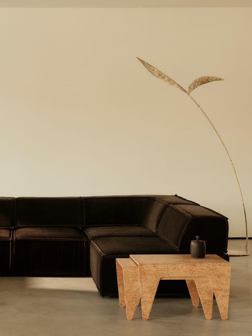 Sofa with birch masur table