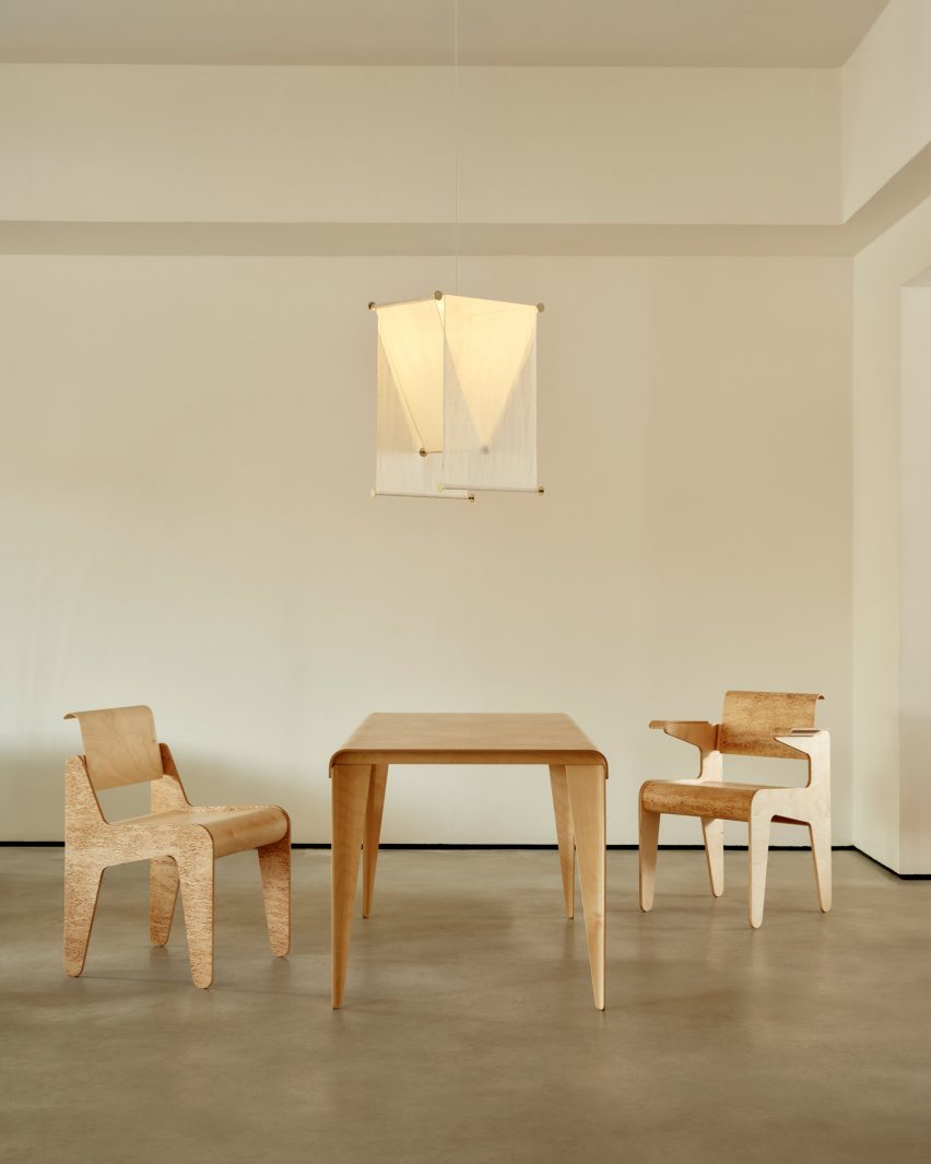 Chairs under lamp