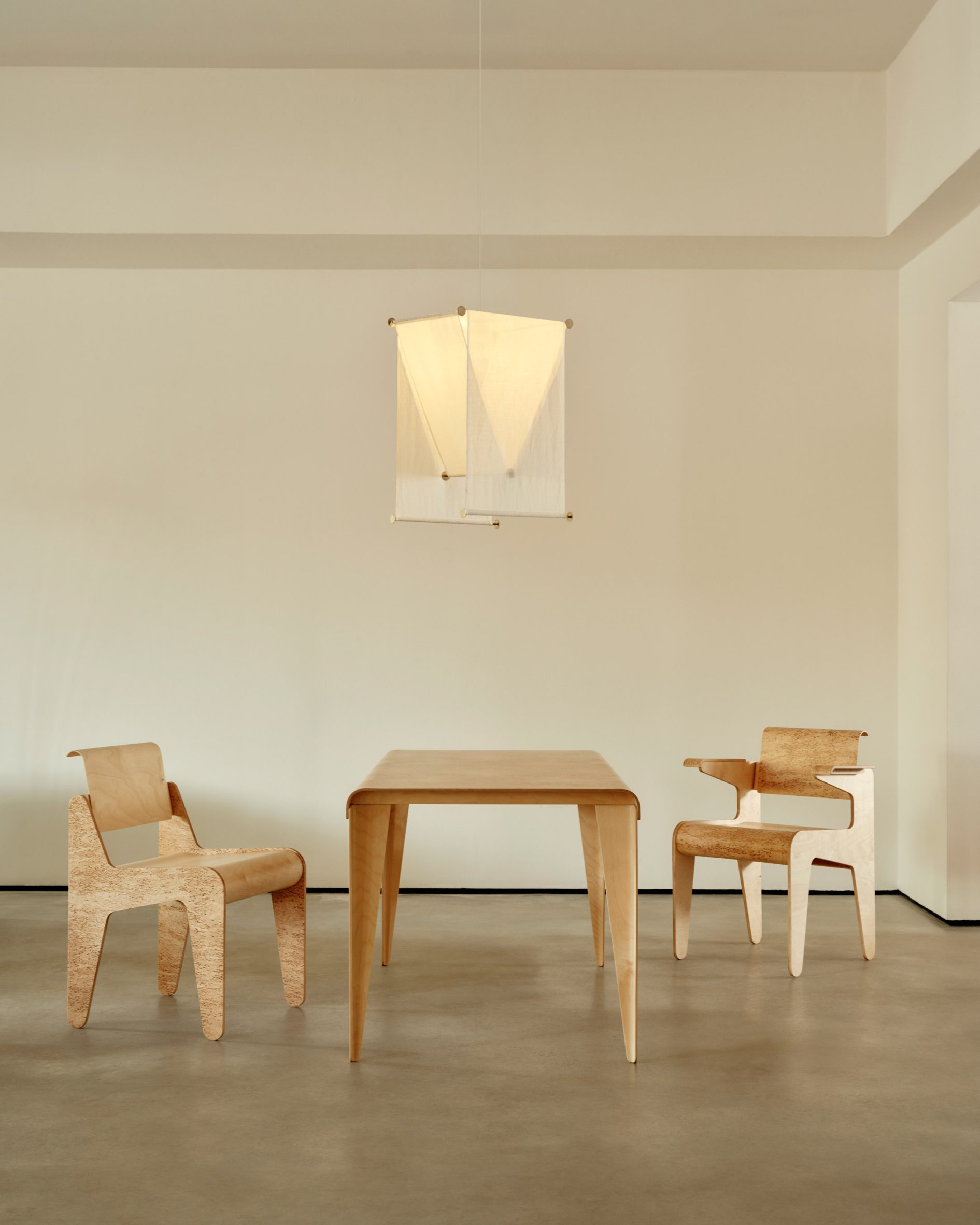 Chairs under lamp