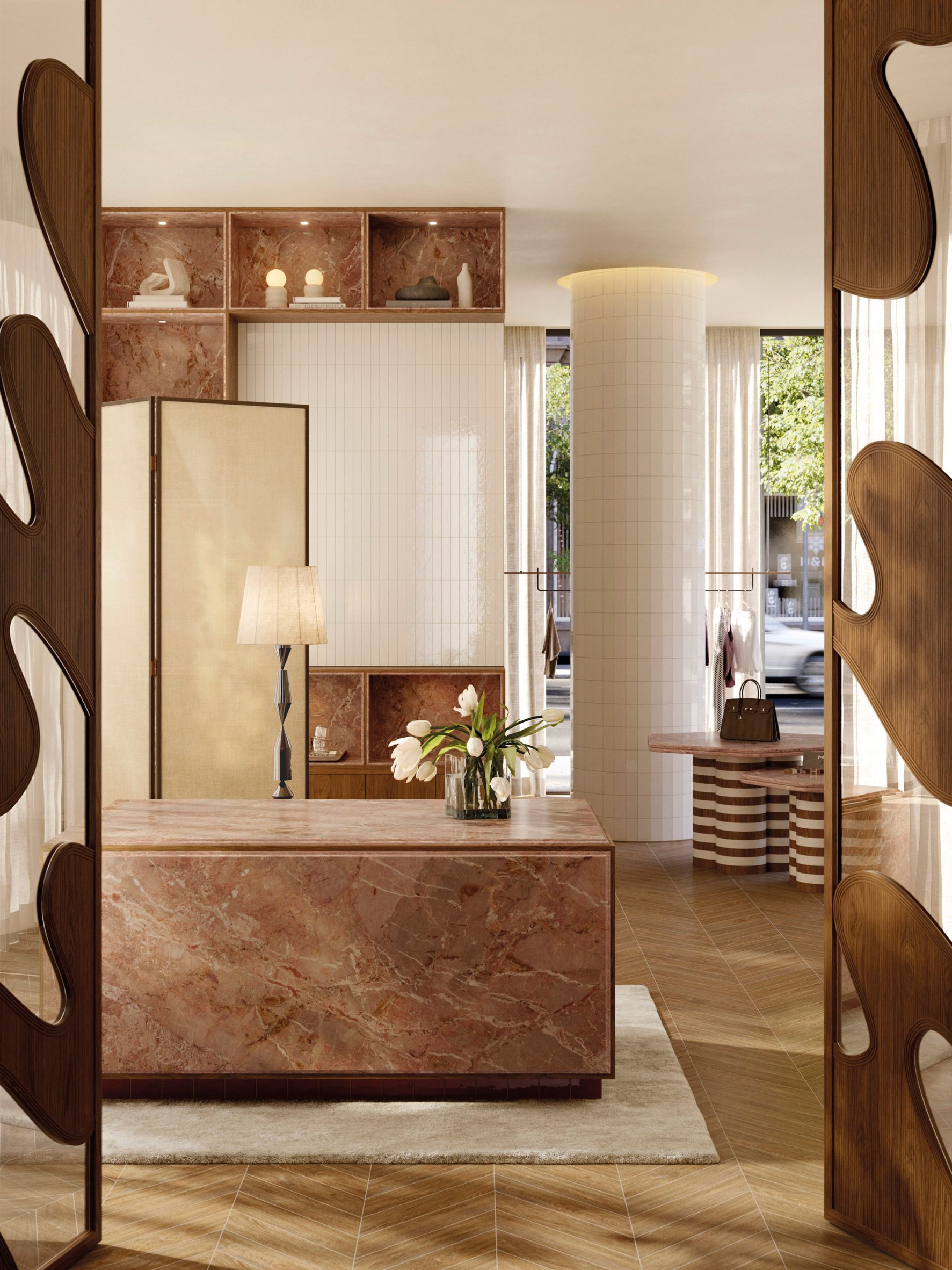 Breccia Rosa 4D tile by Iris Ceramica