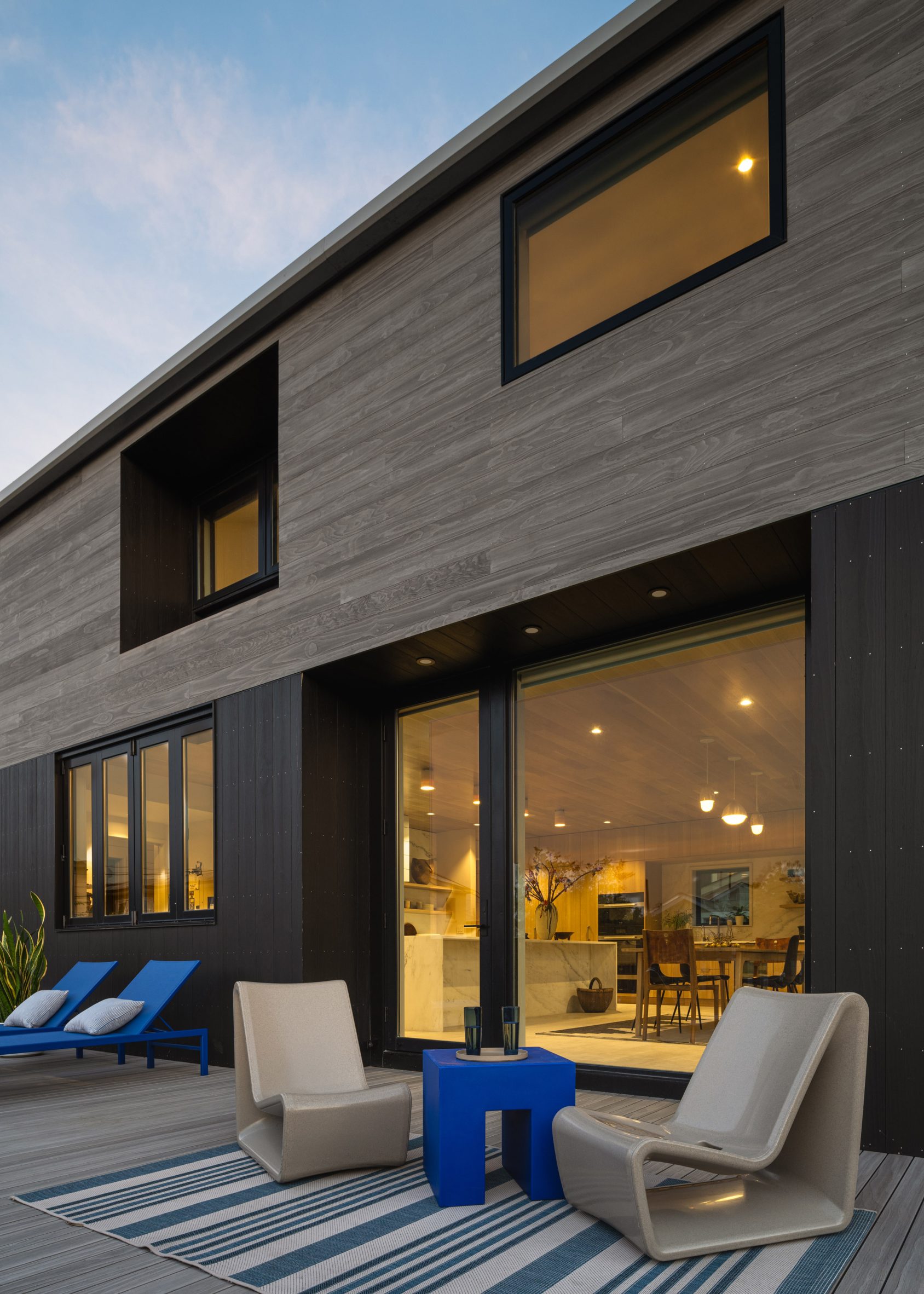 Shou sugi ban siding denotes a home's outdoor deck area