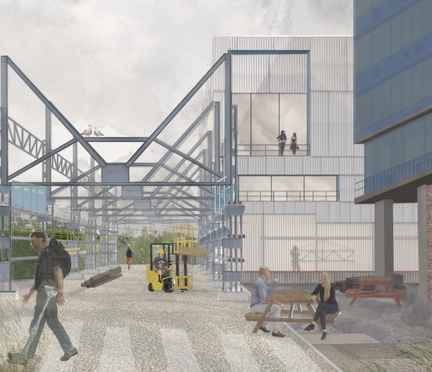 Visualisation of people in a courtyard
