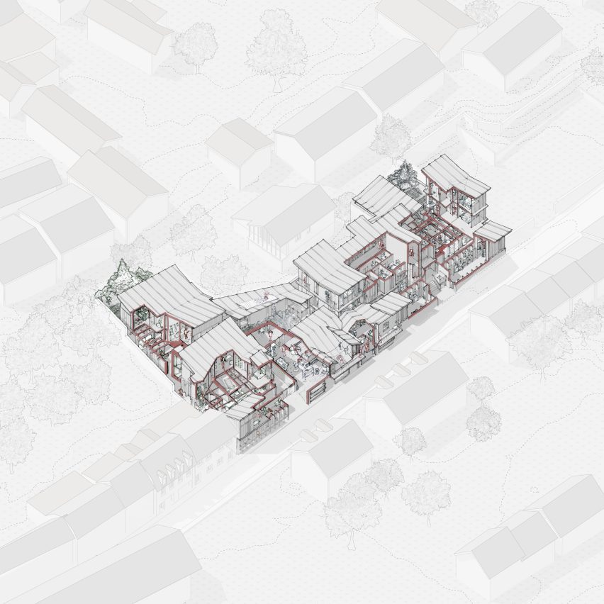 Architectural drawing of co-living building