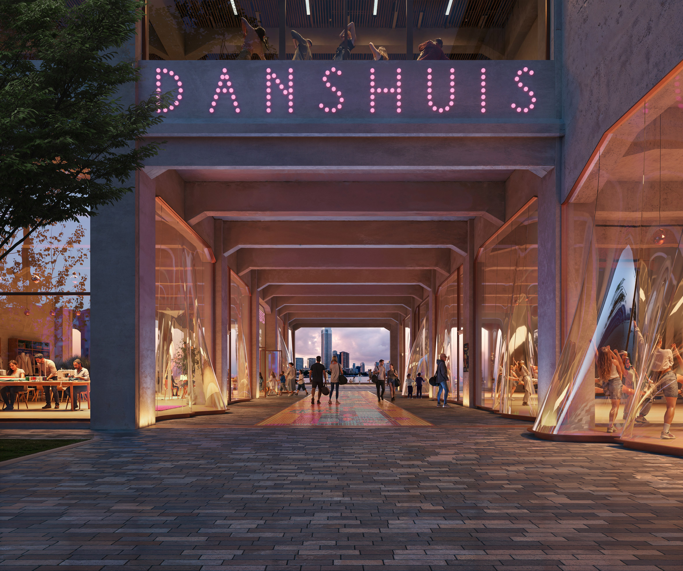 Render of a dance centre in Rotterdam by MAD