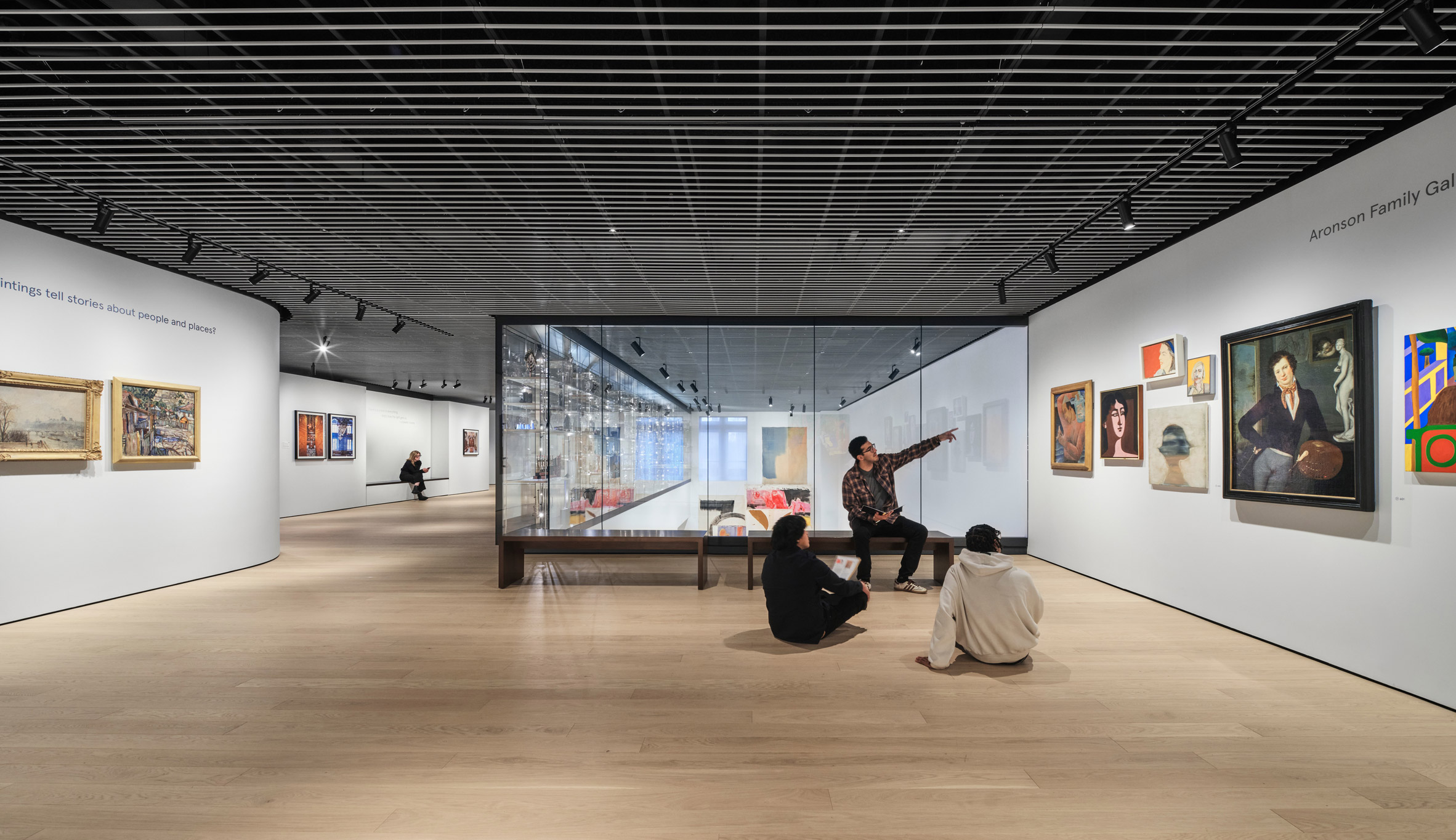 Museum interior with art on walls
