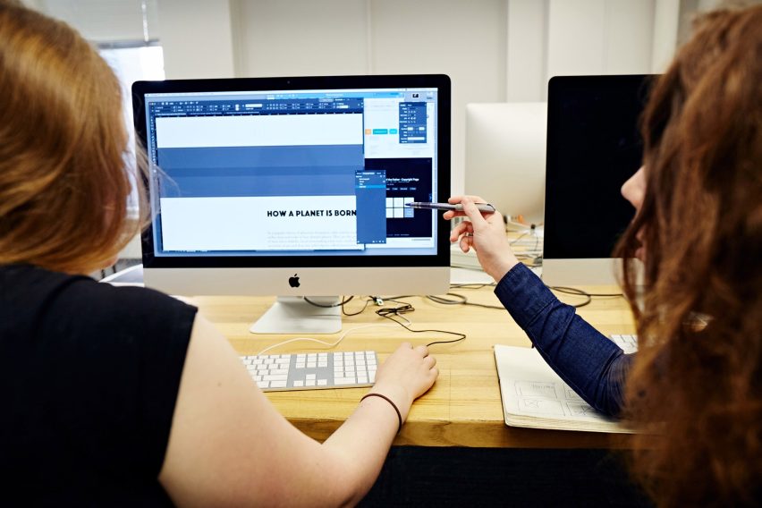 Students working on a computer