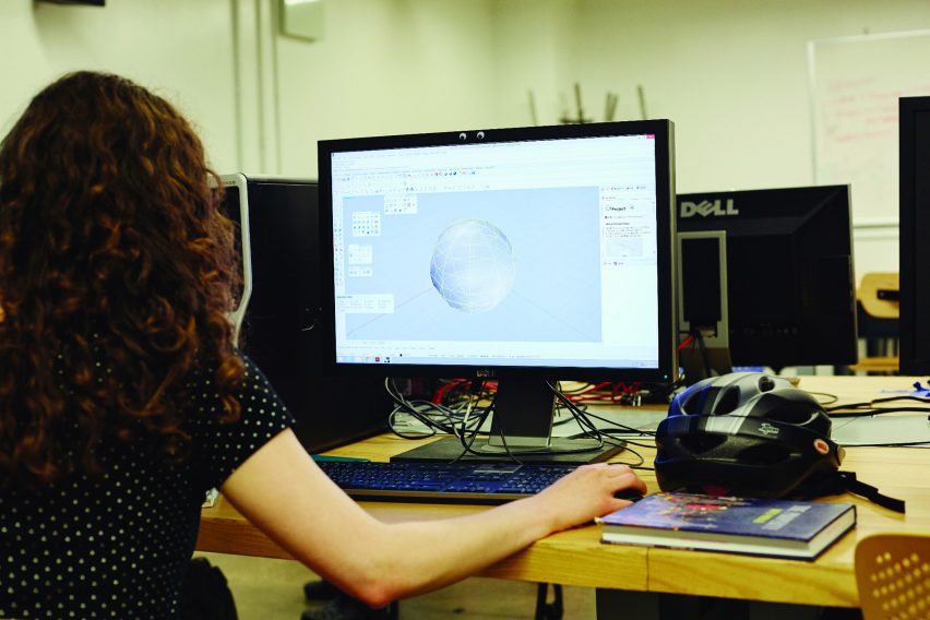 Student working on a computer
