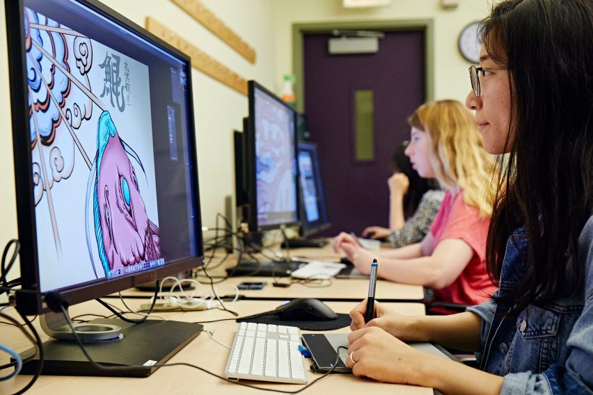 Student working on a computer
