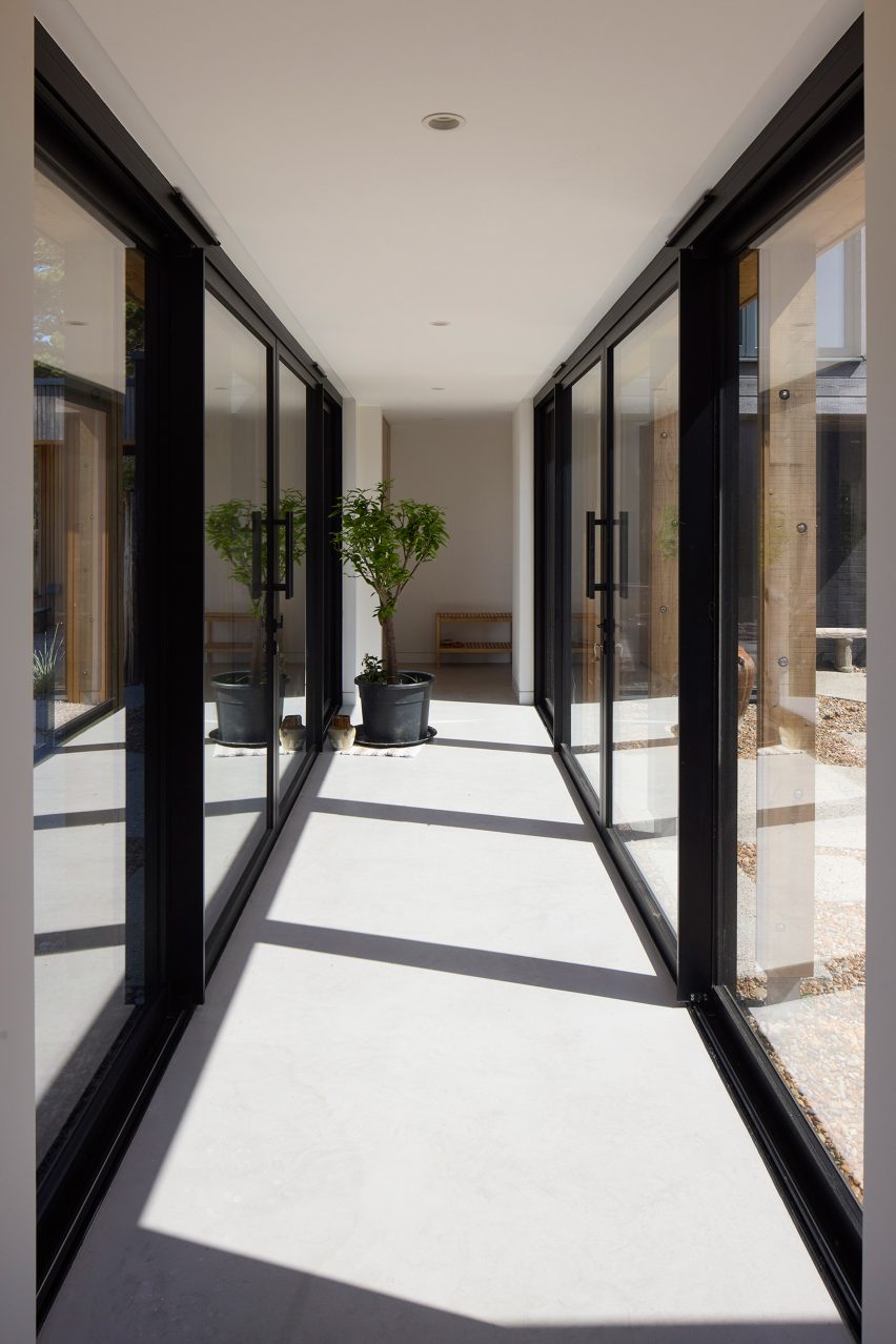 A glazed corridor 
