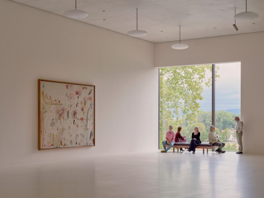 Interior gallery space at the Fondation Beyeler expansion in Switzerland by Peter Zumthor