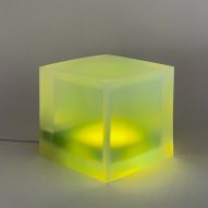 Cube-shaped lamp made from silicone