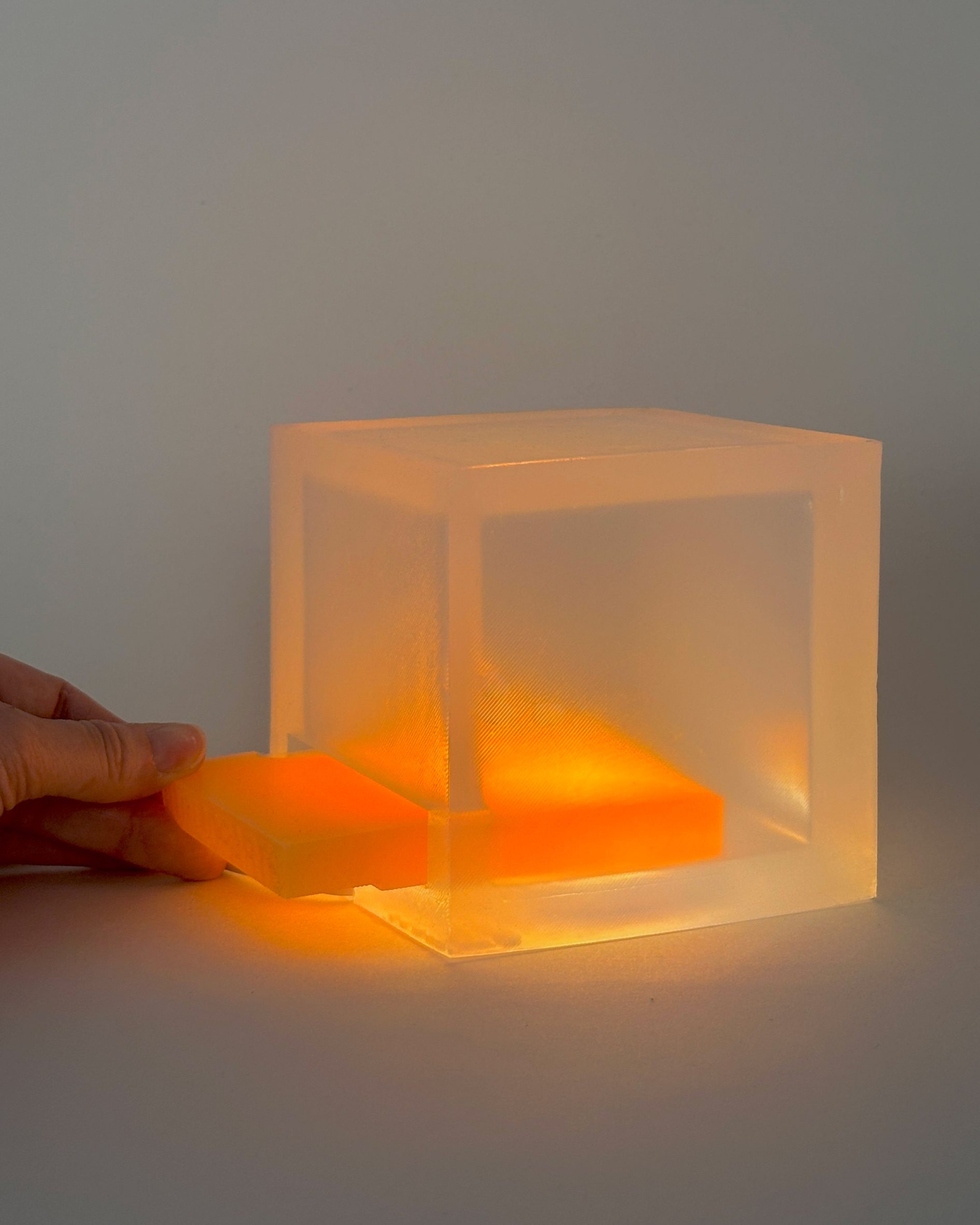 Cube-shaped lamp made from silicone
