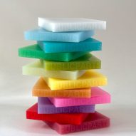 Cube-shaped lamp made from silicone