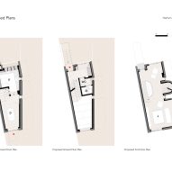 Hampstead Town House lower ground, ground and first floor plan by Hayhurst and Co