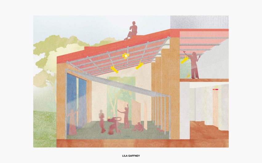 Sectional view of a school