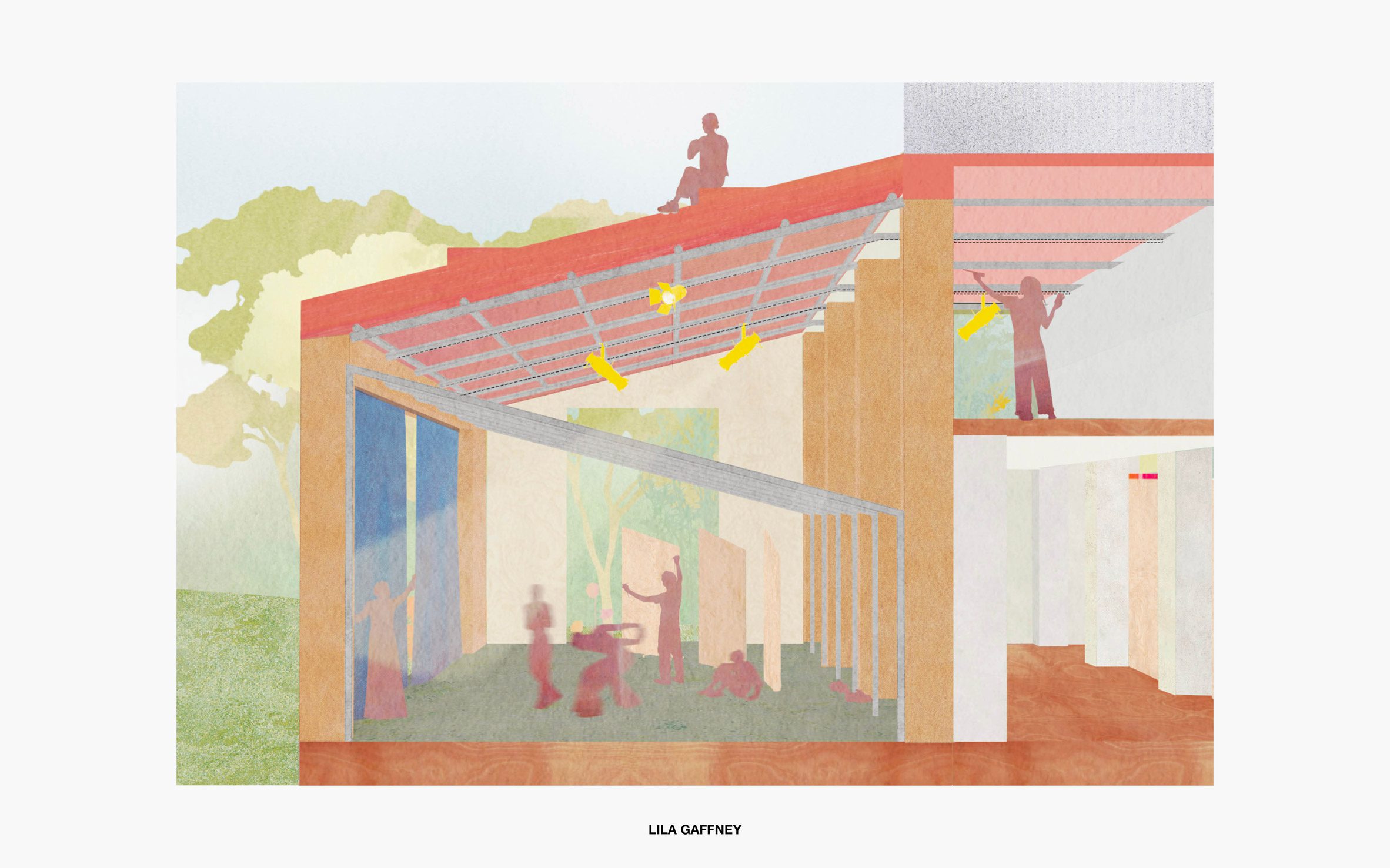 Sectional view of a school