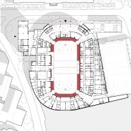 Ground (street entrance) plan of Jihlava Municipal Arena by Chybik + Kristof