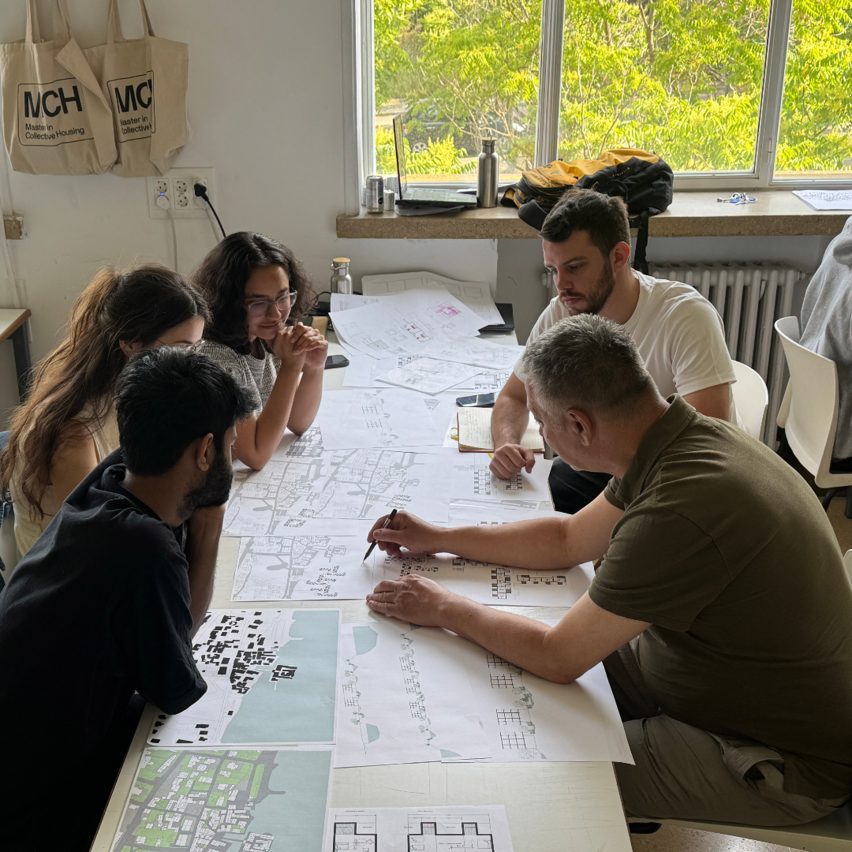 Students gathered around a table