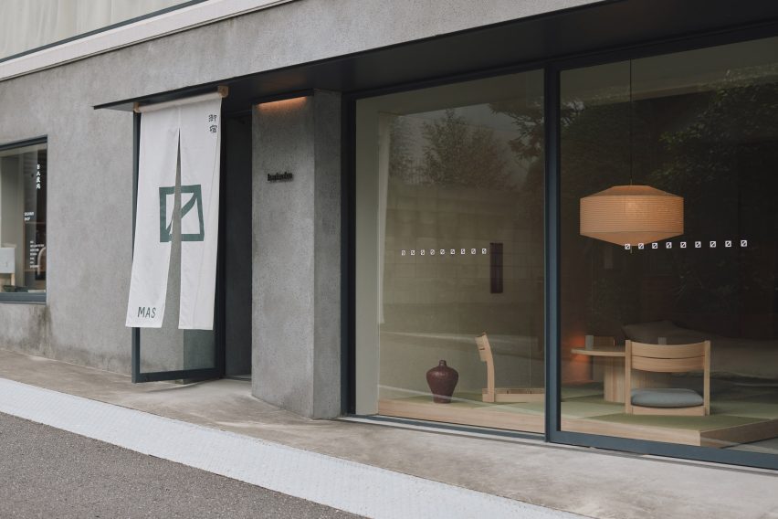 Tokyo showroom with curtain at entrance