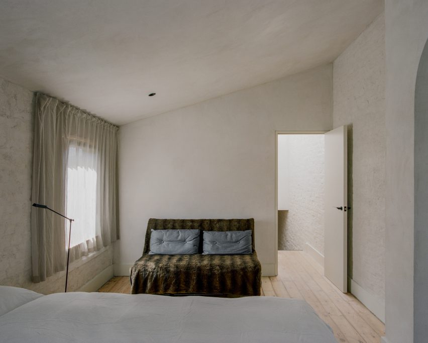 Bedroom interior at Pine House in London