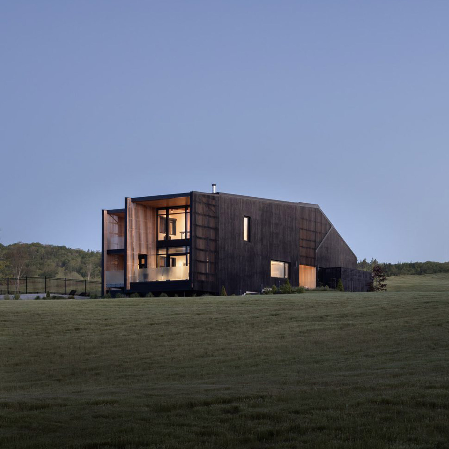 Timber house on grass