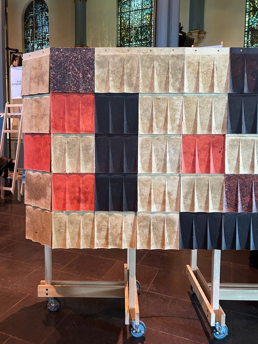 Wool tiles exhibited at the Oslo Architecture Triennale