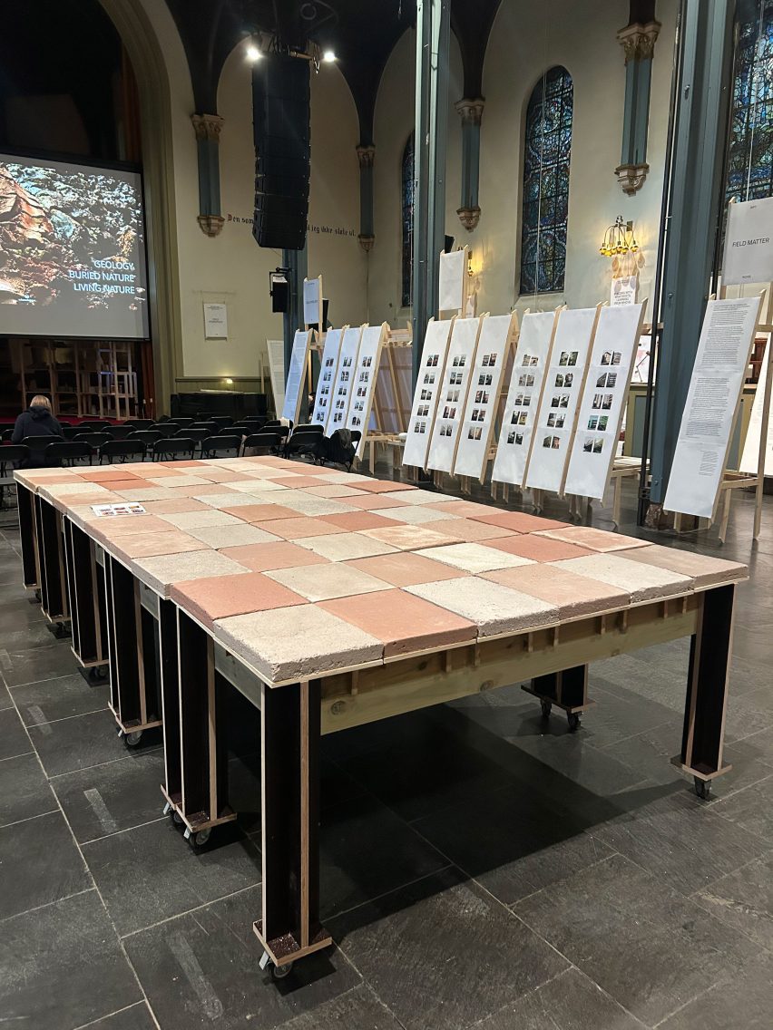 Table with clay tiles