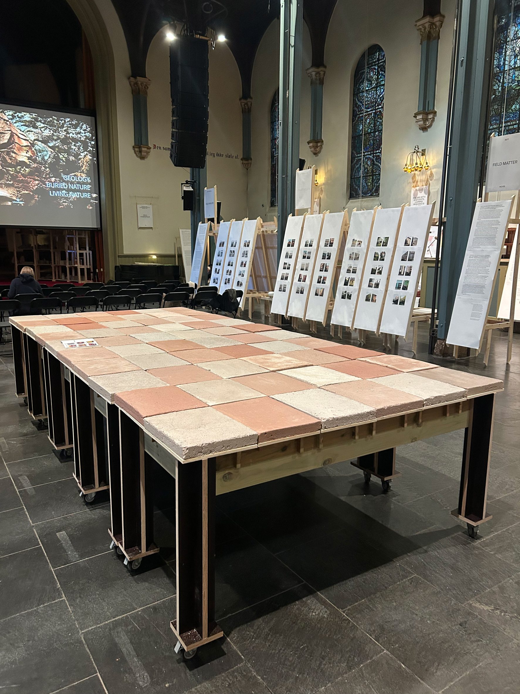 Table with clay tiles