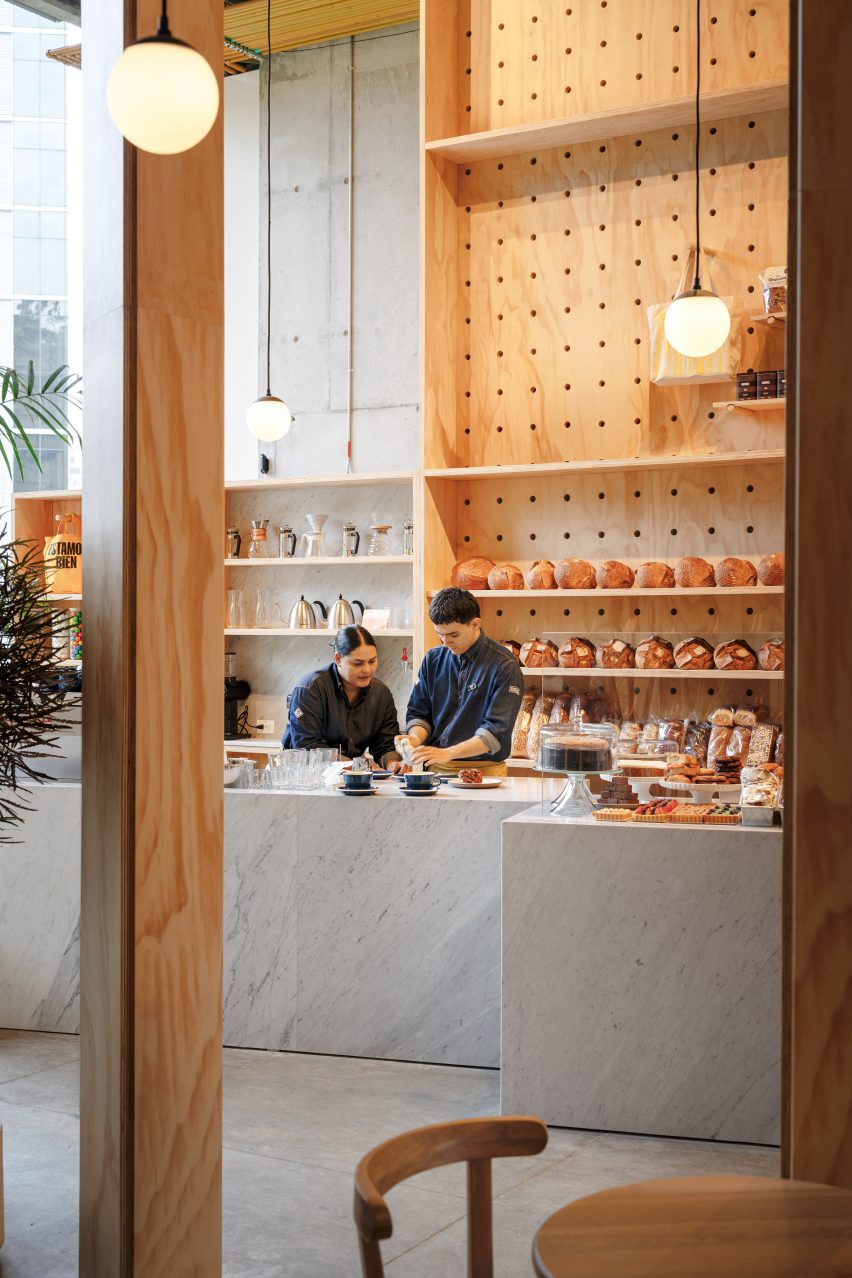 Marble bar in Colombian cafe