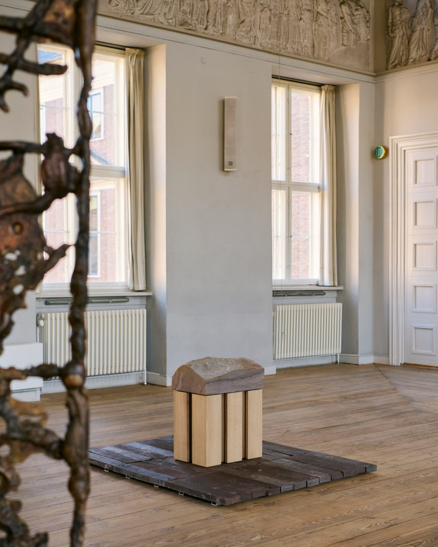 Stone and wood sculpture