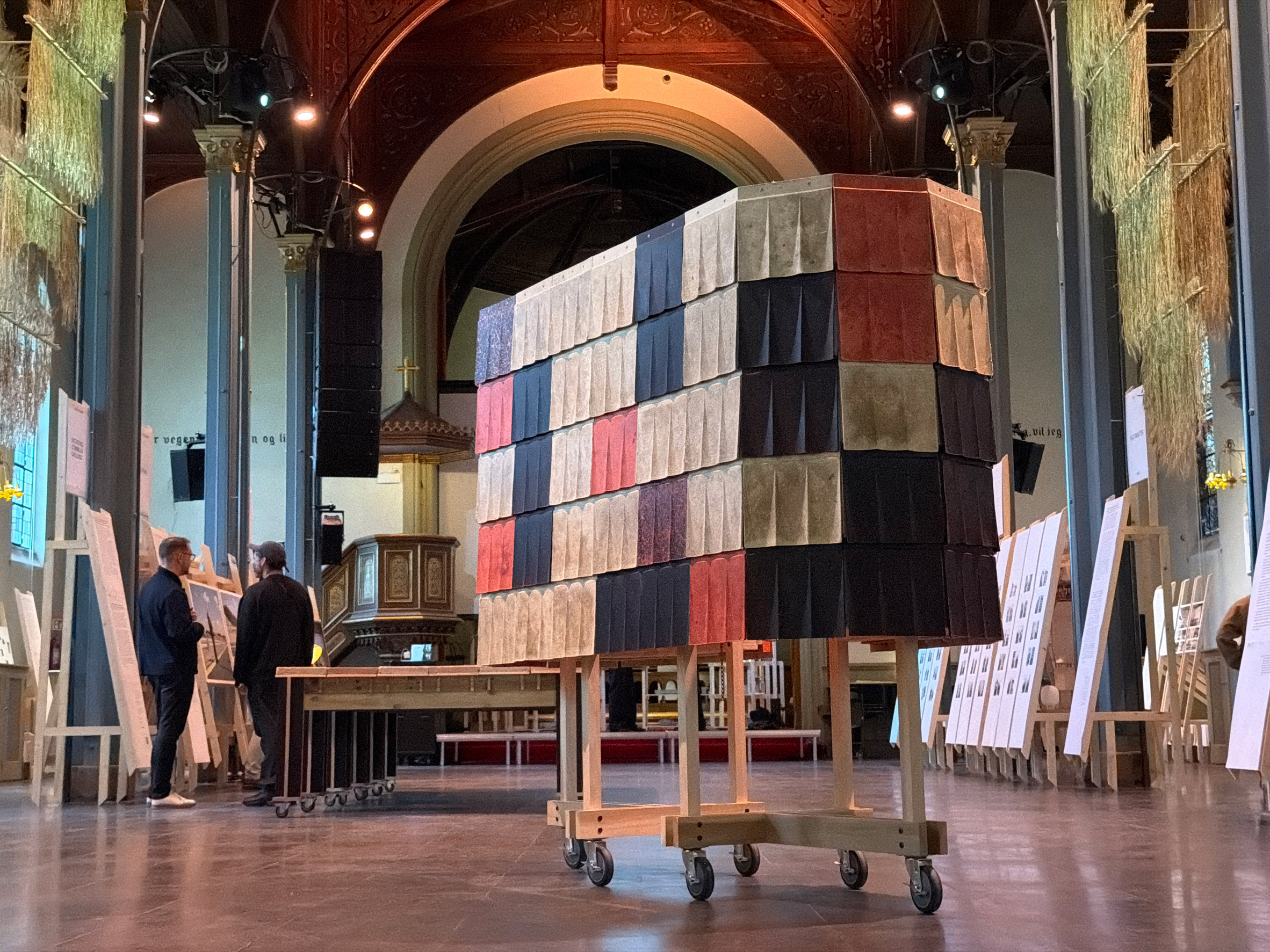 Waste wool tiles by Grinham Research Group at Oslo Architecture Triennale