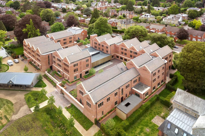 Aerial view of boarding houses at British school
