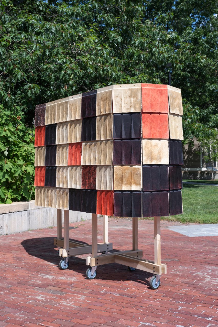 Waste wool tiles by Grinham Research Group at Oslo Architecture Triennale