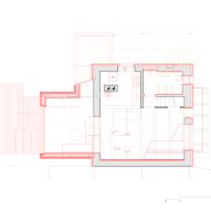 Ground floor plan for House with a Red Addition by Facha Architekti