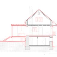 Section plan for House with a Red Addition by Facha Architekti
