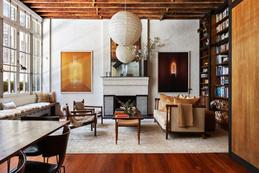 Living room within a historic Tribeca residence