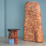 Armadillo furniture is clad in reused shingles to resemble "friendly monsters"