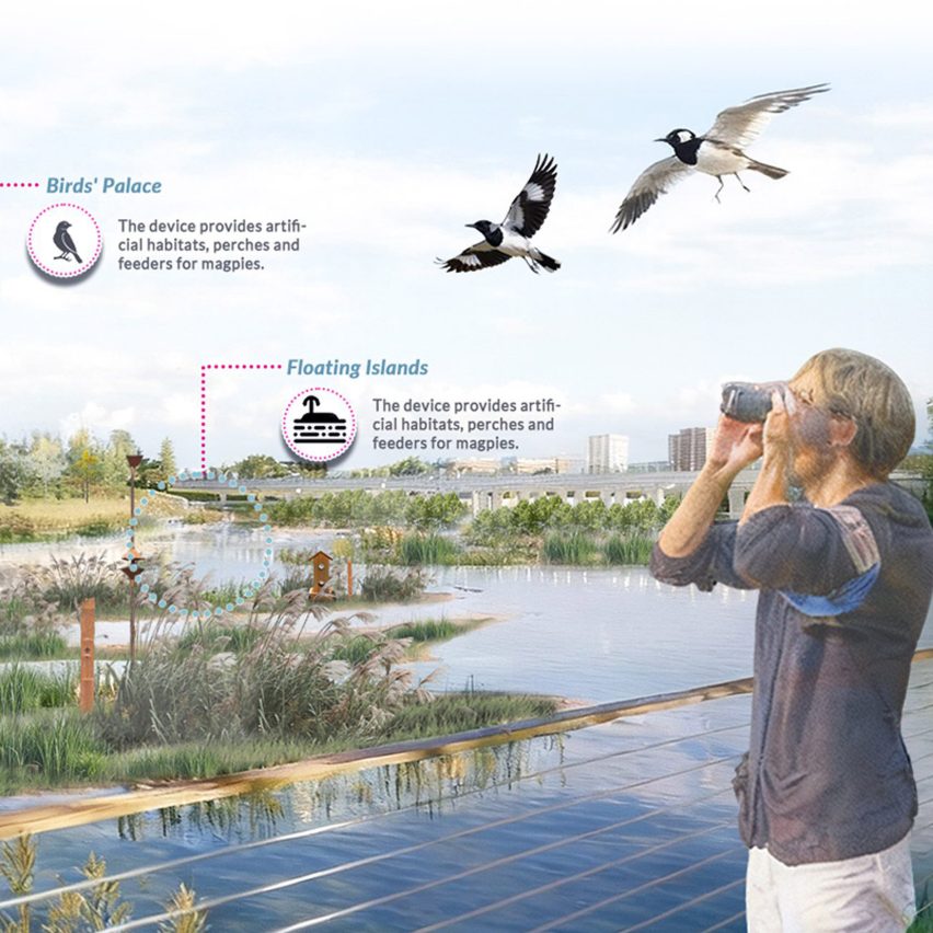Render of waterfront to encourage magpie habitats