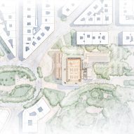 Upper floor plan of the Bilbao Fine Arts Museum extension by Foster + Partners