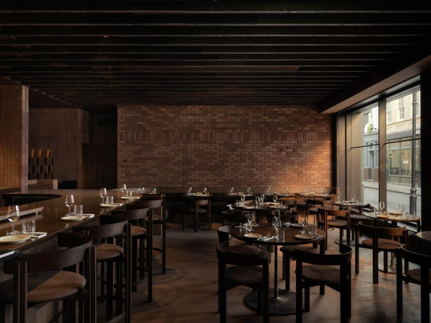 Soho restaurant with brock walls