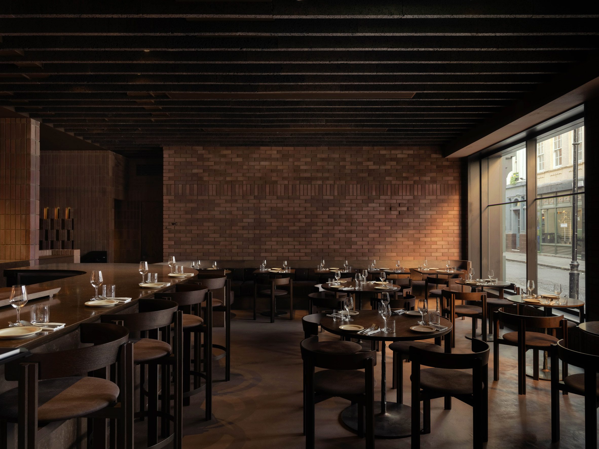 Soho restaurant with brock walls