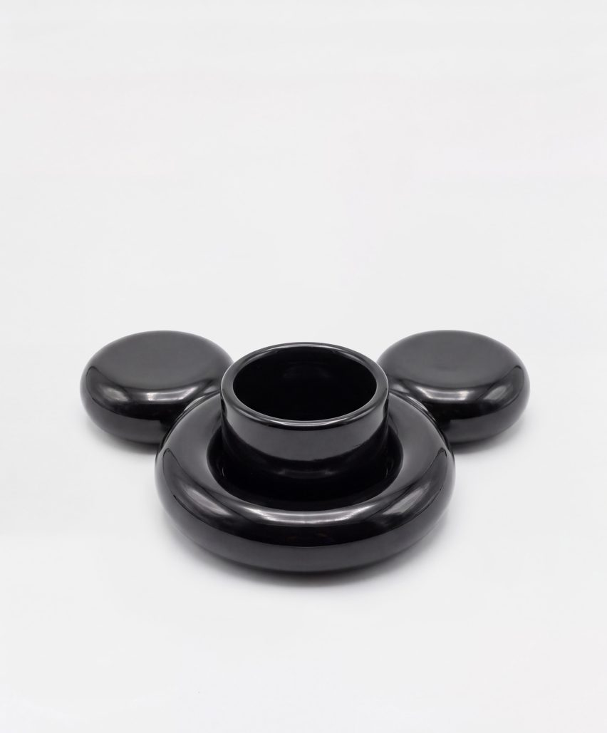 Mouse-shaped mug and saucer